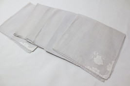 Vtg Irish Linen 6 Napkins Leaf design White on Gray Applique Embroidery - £19.66 GBP