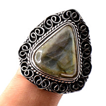 Blue Fire Labradorite Vintage Style Gemstone Ethnic Gift Ring Jewelry 8" SA 2015 - $4.99