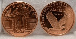 20 -1 Oz .999 Copper Bullion Round / Coin Standing Liberty With Eagle On Obverse - £28.99 GBP