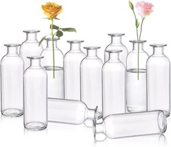 Set Of 12 Glass Bud Vases, Clear Small Flower Vases, And, And Parties. - £31.31 GBP