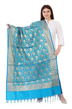 Women&#39;s Silk Floral Design Banarasi Dupatta/Chunni Color- Sky Blue - £16.67 GBP