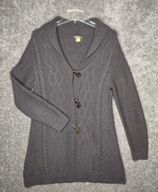 Cabelas Sweater Womens Small Gray Cable Knit Toggle Button Long Length C... - $24.99
