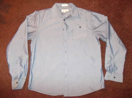 Blue long sleeve button up shirt Mens blue casual dress shirt Blue long ... - $17.99