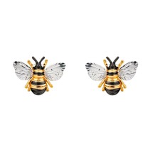 14k Oro Amarillo Chapado 925 Plata de Ley Abeja Tuerca Pendientes Mujer Día De - $84.31