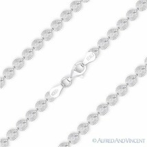 4mm Flat Disco Charm Link Italian Chain Necklace .925 Sterling Silver w/ Rhodium - £34.04 GBP+
