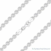 4mm Flat Disco Charm Link Italian Chain Necklace .925 Sterling Silver w/ Rhodium - £38.93 GBP+