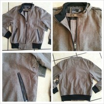 Brown plaid  long sleeve jacket Men&#39;s Tan Brown military style jacket coat XS-S  - £27.18 GBP