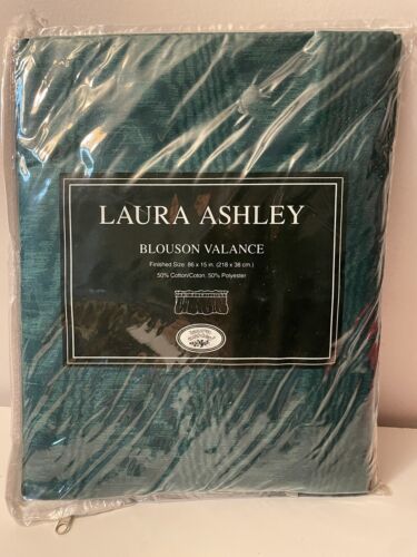 Laura Ashley Vintage Blouson Valance Curtain Salon Viridian Hunter Green - $28.00