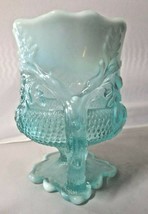 Mosser Glass Blue Opalescent Glass Acorn Pattern Spooner - £35.09 GBP