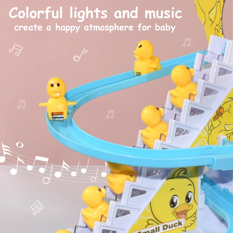 Kid Diy Small Duck Penguin Electronic Climbing Stairs Track Toy Light Musical - £11.06 GBP+