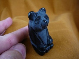 (Y-PAND-SI-555) sitting PANDA BEAR bears BLACK ONYX stone gemstone gem c... - £8.46 GBP