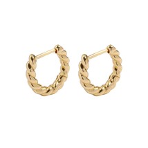 Minimalist Twisted Small Hoop Earrings for Women Fashion Gold Color Metal Circle - £10.50 GBP