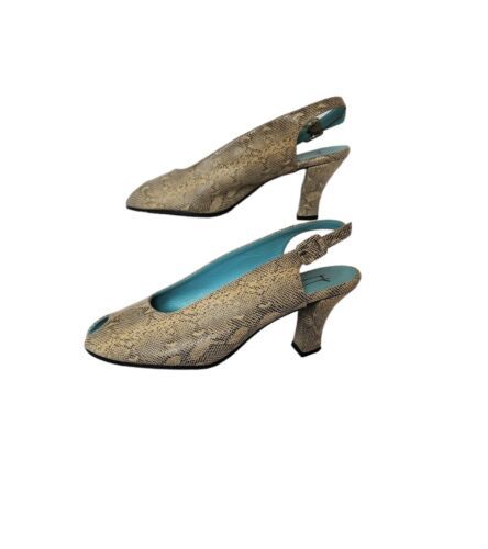 Thierry Rabotin Skylar Snake Print Peeptoe Slingback Heel Shoes Size 39 - $77.22