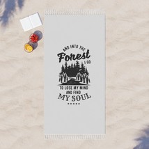 Forest Wanderlust Bohemian Beach Towel | Nature-Inspired Decor | Black and White - £52.15 GBP