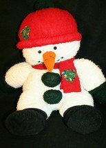 VTG Carlton Cards Heartwarmers Snowman 27&quot; White Chenille Red Hat Scarf Plush - £74.70 GBP
