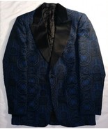 CUSTOM TUXEDO SUIT TOP BLUE &amp; BLACK UNIQUE PATTERN AVN AWARDS LAS VEGAS ... - €88,11 EUR