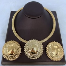 Dubai Jewelry Set for Women Round Beads Pendant Necklace and Earrings Gold Plate - £38.40 GBP