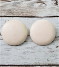 Vintage Clip On Earrings Beige Circle Slightly Over 1&quot; - Some Marks - $7.99