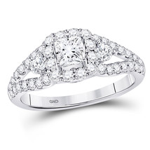 14k White Gold Princess Diamond Solitaire Halo Bridal Wedding Engagement Ring - £1,758.58 GBP