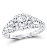14k White Gold Princess Diamond Solitaire Halo Bridal Wedding Engagement... - $41,411.93 MXN
