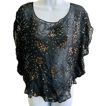 Jan’s Pirate Booty Sheer Black Sequin Crop Top Boho Festival One Size - $30.39