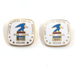 2 United State Postal Services USPS Sick Leave Pins 500 &amp; 1000 Hrs US Ma... - $16.99