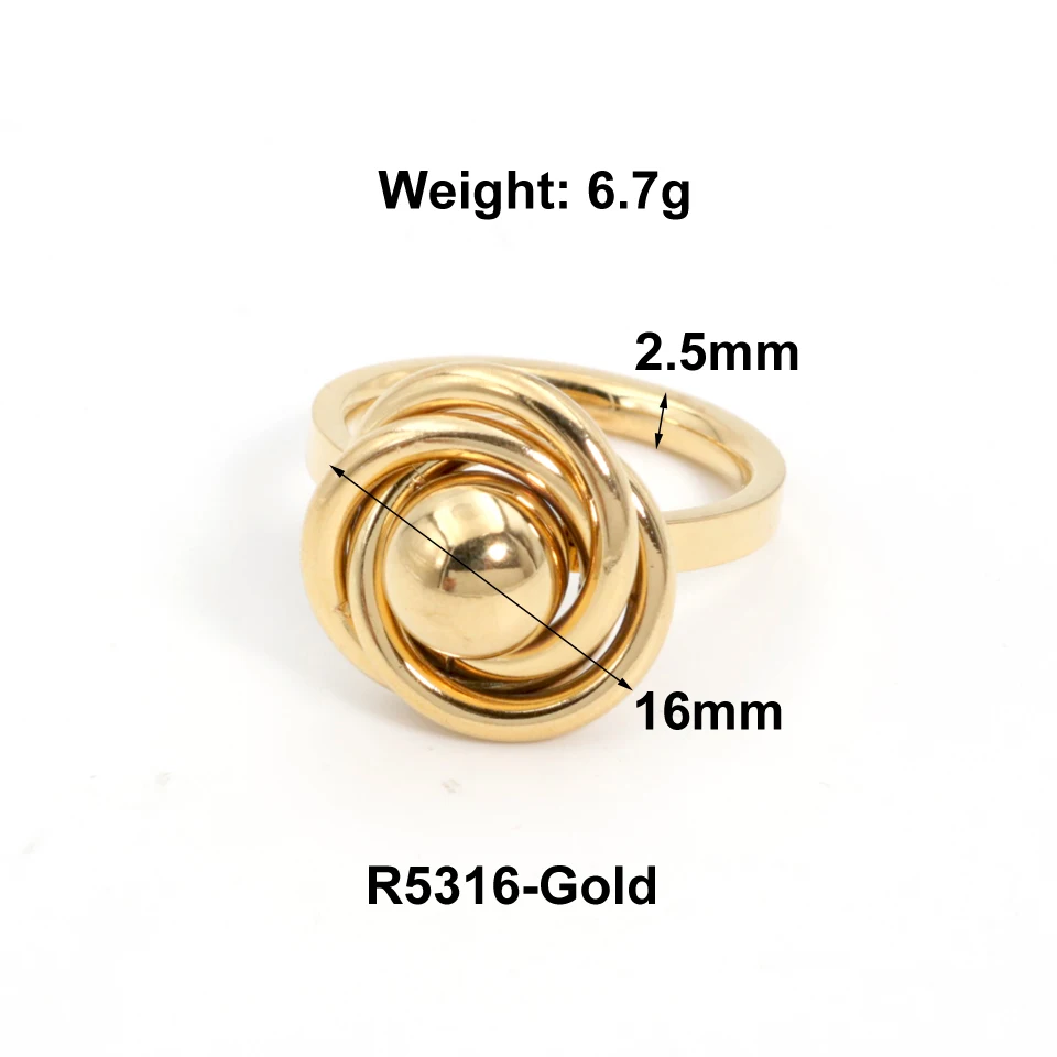 New Fashion Stainless Steel 18 K Round Bead Flower Rings Korean 3 Circle Round G - £13.52 GBP