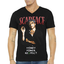Nwt Scarface Money Power Respect Retro Exchange Fashion Men Black V-NECK T-SHIRT - £8.64 GBP