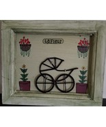 6.25&quot; X 7.5&quot; Wood Frame ~ Metal Art Picture ~ Baby Carriage ~ New - £11.85 GBP