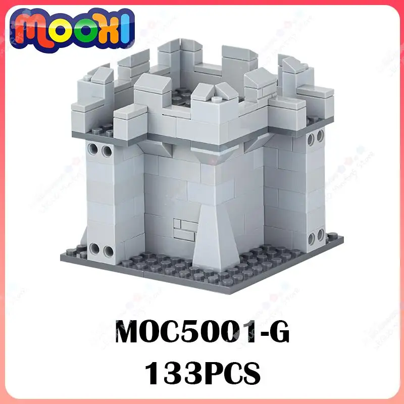 MOC5001-G Military Series Rampart Corner Wall ​MOC Building Blocks DIY Fortress - £16.69 GBP