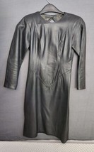 Vintage Firenze Black 100% Leather Open Back Long Sleeve Dress Sz S  - £72.07 GBP