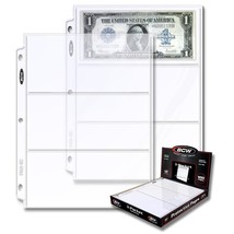 3X BCW Pro 3-Pocket Currency Page (100 CT. Box) - $108.13
