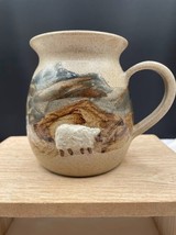Arran Pottery Scotland Pottery Mug Cup Mountains Raised Sheep Coffee Tea Mug - £15.46 GBP