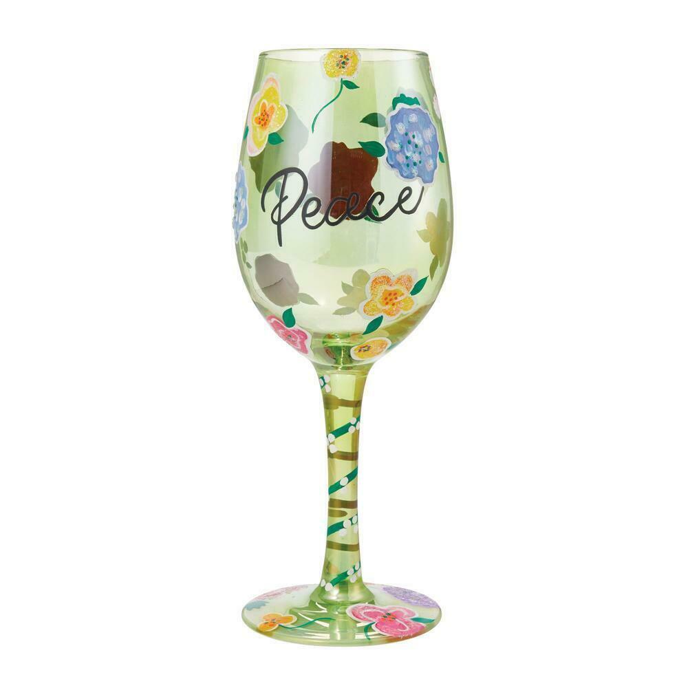 Lolita Peace Wine Glass "Designs by Lolita" 15 oz 9" Gift Boxed Hand Painted  - $39.64
