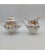 J &amp; G Meakin Braemar Creamer &amp; Sugar Bowl England scalloped floral Class... - $32.99