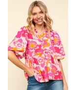 Haptics Full Size Frill Floral Puff Sleeve Blouse - $49.07 CAD+