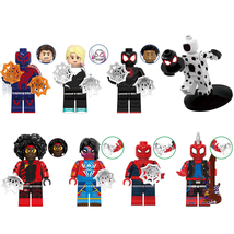 8Pcs Superhero Spiderman Minifigure Spot Gwen Stacy Miles Mini Figure Block Toys - £15.45 GBP