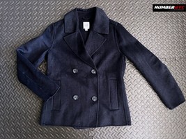 Gap Womens Pea Coat Size Small Navy Blue Wool Blend Winter Button Up - £27.96 GBP