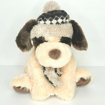  HugFun St. Jude Aiden Plush Dog Cream 12&quot; Argyle Scarf Hat Stuffed Animal Toy  - £9.34 GBP