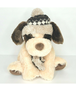  HugFun St. Jude Aiden Plush Dog Cream 12&quot; Argyle Scarf Hat Stuffed Anim... - £9.36 GBP