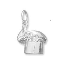 Sterling Silver 3D 10mm x 12.5mm Kitchen Chef&#39;s Hat Cooking Charm Unique Jewelry - £43.86 GBP