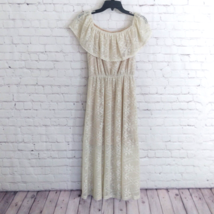 Forever 21 Dress Womens Small Ivory Off The Shoulder Ruffle Lace Maxi Long Boho - £19.65 GBP