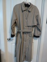 Vintage Womens  Beige Khaki Full Length Trench Coat 14 Lined Polyester C... - $29.58