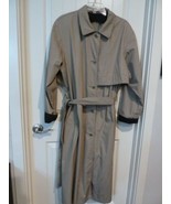 Vintage Womens  Beige Khaki Full Length Trench Coat 14 Lined Polyester C... - £23.26 GBP