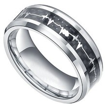 8mm Matching Tungsten Carbide Rings with Carbon Fiber Forever Love Desig... - £6.28 GBP