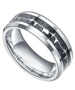 8mm Matching Tungsten Carbide Rings with Carbon Fiber Forever Love Desig... - $10.86 CAD