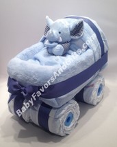 Baby Carriage Diaper Cake with Toy - see more colors - £88.85 GBP