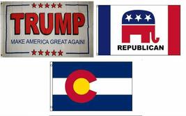 3x5 Trump White #2 &amp; Republican &amp; State of Colorado Wholesale Set Flag 3&#39;x5&#39; - £11.70 GBP