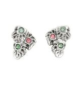 UNO de 50 Wild Bush Bezel Set Crystal Leaf Stud Earrings, Silver/Pink, NWT - $168.18 CAD