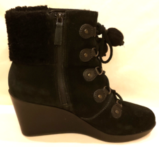 Cole Haan Wedge Ankle Boots Sz-9B Black Waterproof Leather/Suede - £47.39 GBP